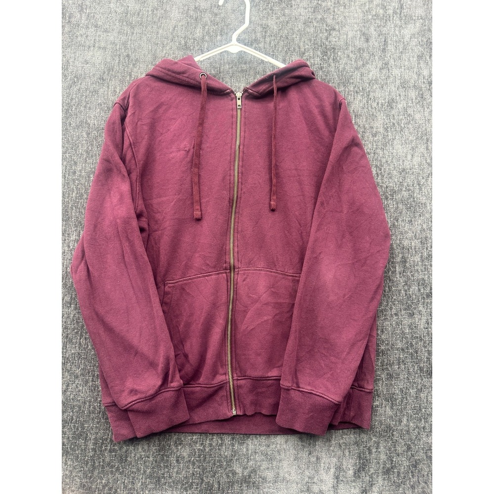 Goodfellow & Co Hoodie Women Large Maroon Fleece Lined Comfy Relaxed Fit Zip Up